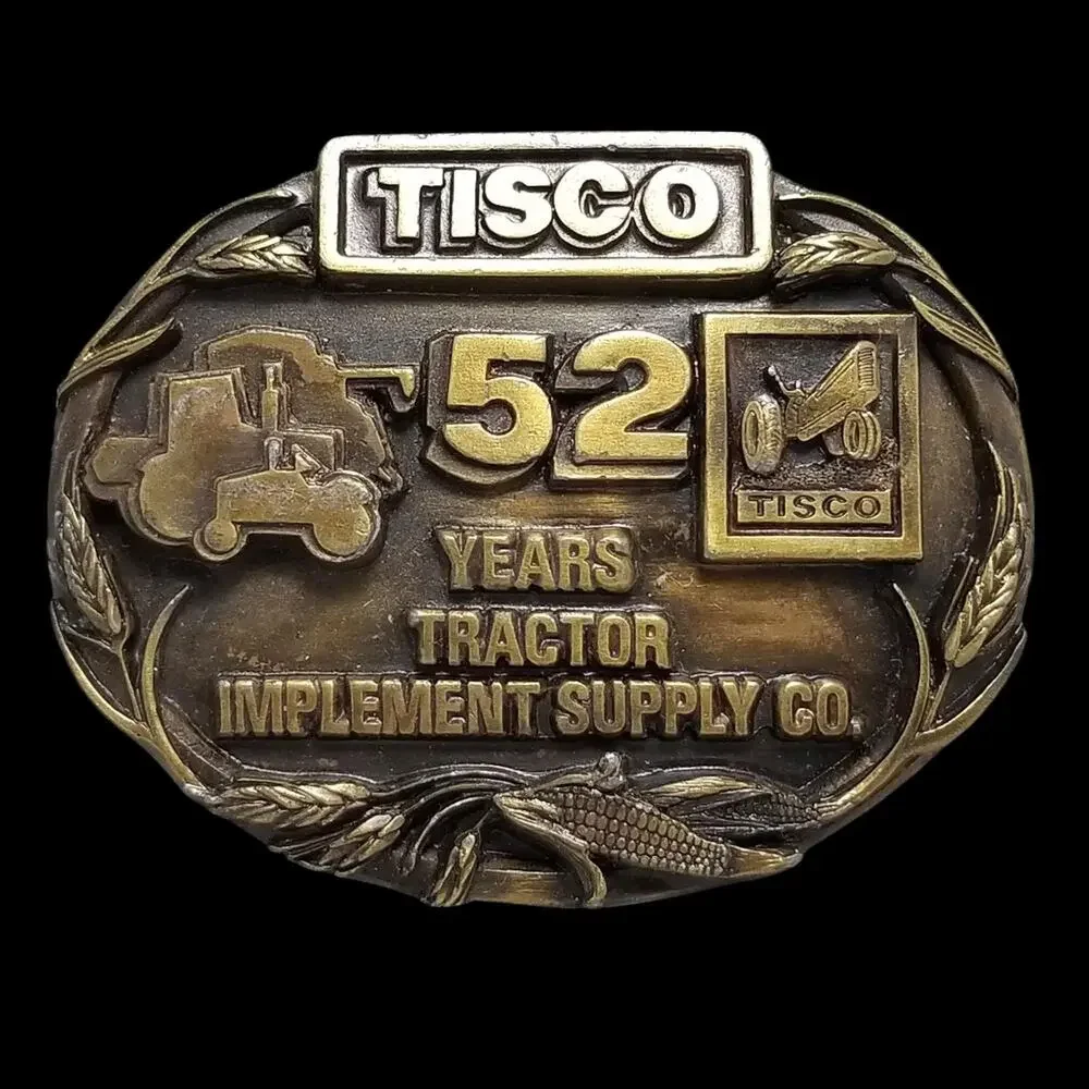 VTG Belt Buckle‎ 1987 Pewter TISCO 52 Years Tractor Implement Supply Co Siskiyou